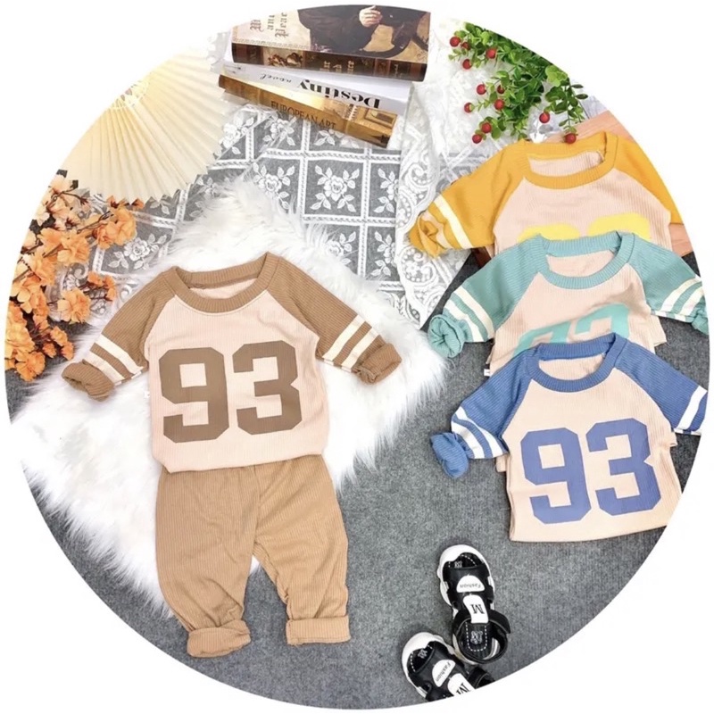 Bộ đồ thu đông cho bé,đồ mùa đông cho bé chất liệu len tăm cao cấp in số 93