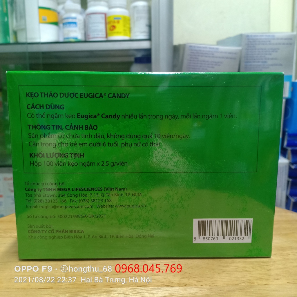 Kẹo ngậm ho Eugica thảo dược hộp 100 viên