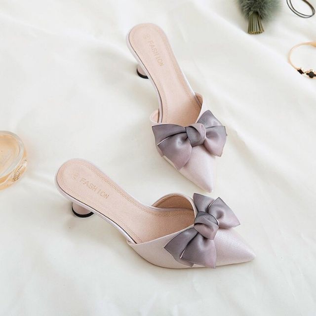 Guốc nơ lụa satin
