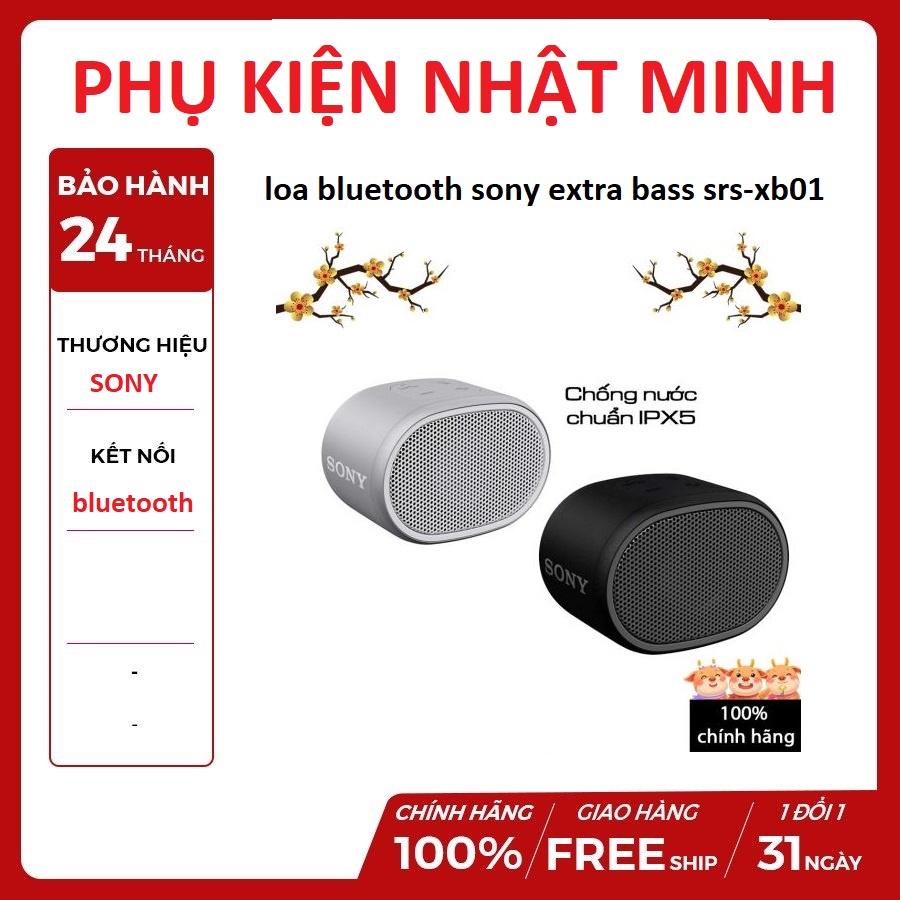 Loa BLUETOOTH Sony SRS-XB01 LOA EXTRA-BASS không dây-Kháng nước chuẩn IPX5 - Kèm dây đeo tay - Pin:6h - 160g