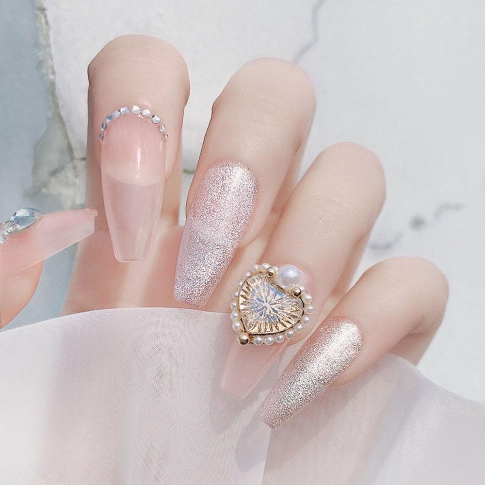 OCEANMAP Phụ Kiện Đính Trang Trí Móng Tay Hình Trái Tim Dập Nổi Thời Trang