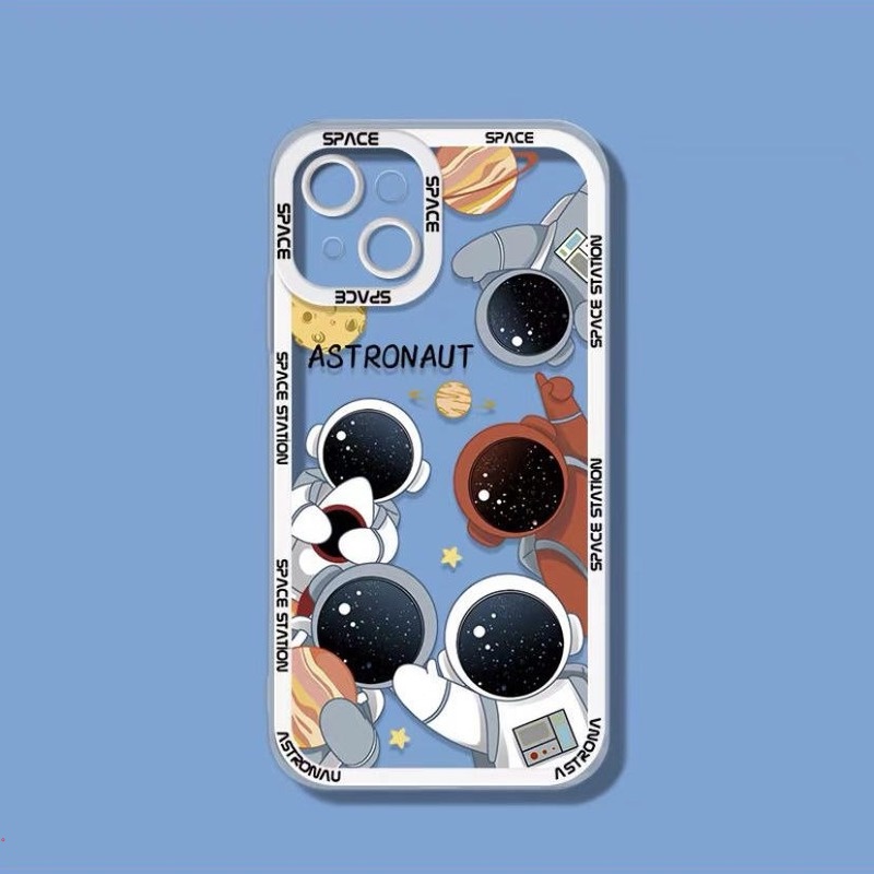 Ốp Điện Thoại Silicon Mềm Trong Suốt Chống Sốc In Hình Phi Hành Gia Cho Iphone 13 12 11 Pro MAX X XR XS MAX 7 8 Plus