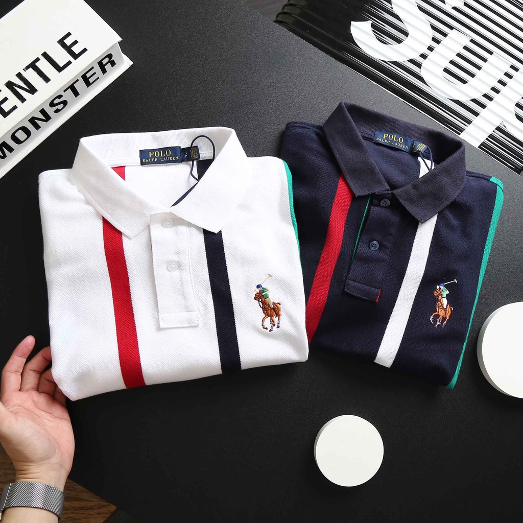 Áo thun có cổ trắng sọc dọc SLimFit [𝐅𝐑𝐄𝐄 𝐒𝐇𝐈𝐏]❤️ sọc siêu đẹp siêu chất | 2 màu cực đẹp banh nóc ❤️ POPL51