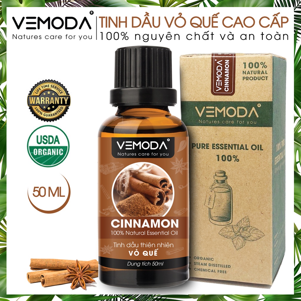 Tinh dầu Vỏ quế cao cấp VEMODA kháng khuẩn, khử mùi, tinh dầu xông phòng, giữ ấm, thơm phòng, thư giãn