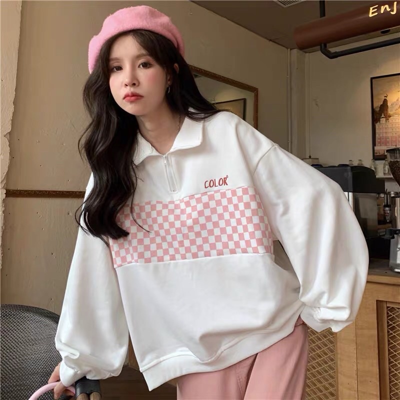 🔺Áo phông nữ có cổ hàng cao cấp form rộng kẻ caro | BigBuy360 - bigbuy360.vn