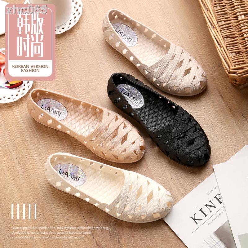 Giày Sandal Nhựa Đục Lỗ Đế Bằng Chống Trượt Dành Cho Nữ