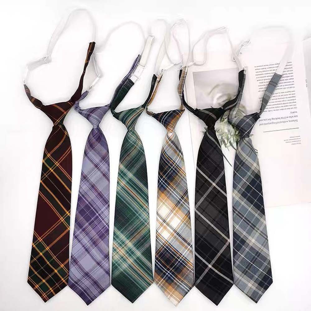 Cà vạt đồng phục thủy thủ họa tiết sọc caro cổ điển thanh lịch có thể tháo rời