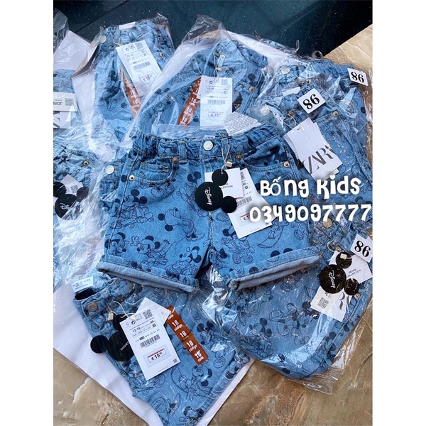 Quần Short Bé Trai &amp; Bé Gái Mickey Denim ZR