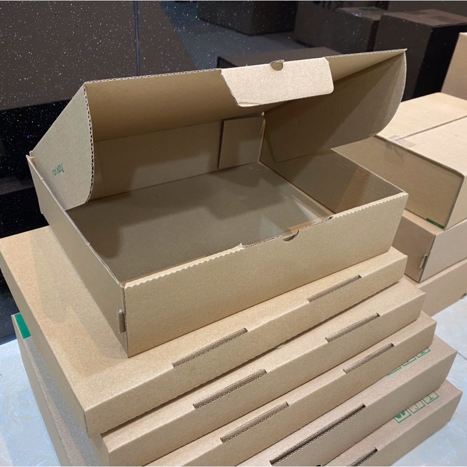 Hộp 25x20x6 cm - 50 hộp carton trơn giá rẻ có nắp gài Rebox