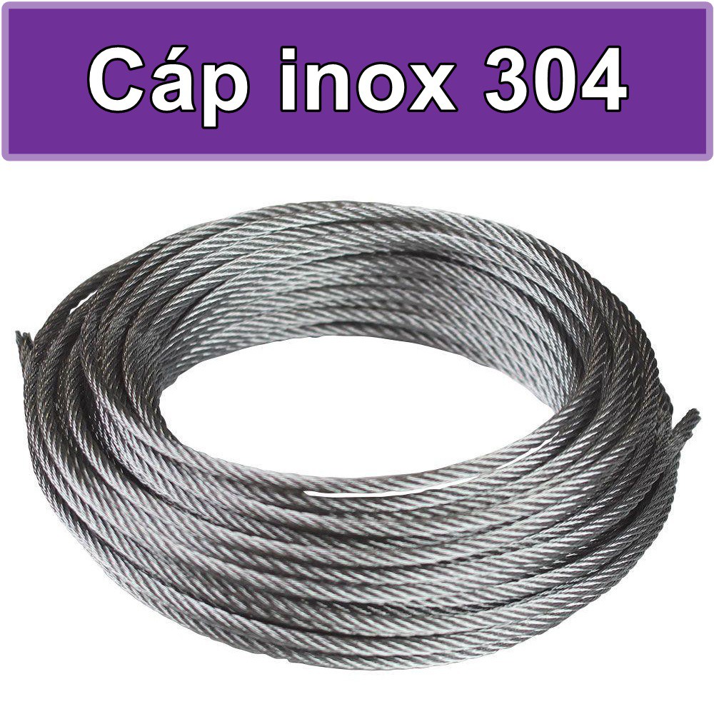 Cáp inox 304 (1ly, 1 ly rưỡi, 2 ly, 3 ly, 4 ly)