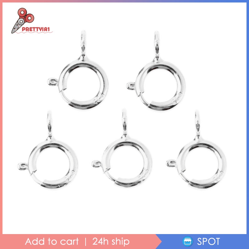 [Prettyia1] Gói 5 Móc Khóa Vòng Lò Xo Bằng Bạc 925 Dùng Để Sửa Chữa Trang Sức