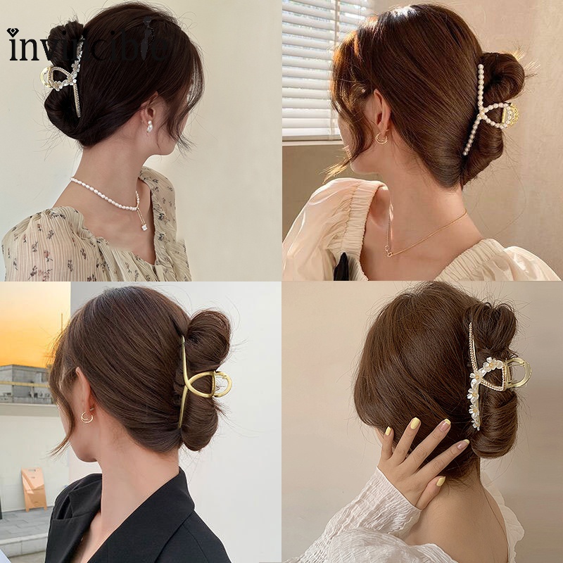 Kẹp Tóc Hợp Kim Đính Đá Ngọc Trai Nhân Tạo Thời Trang