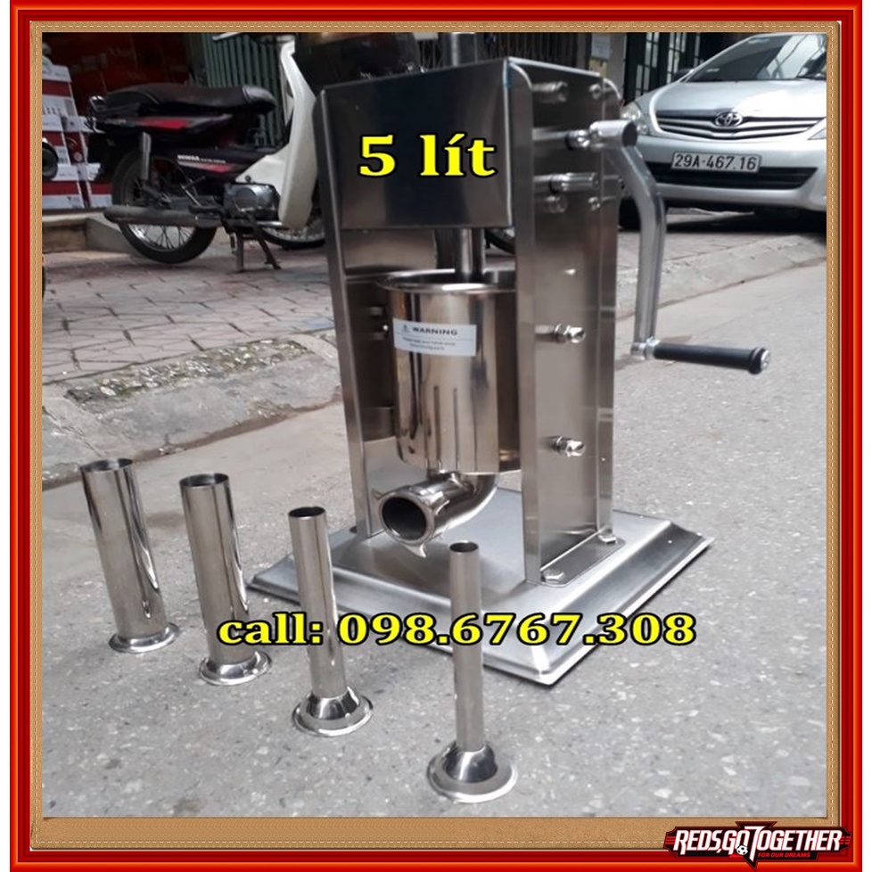 Máy Đùn Xúc Xích Quay Tay Dung Tích 3 Lít 5 Lít 7 Lít Inox sáng bóng  Máy Nhồi Lạp Xưởng Nem Chua Thủ Công