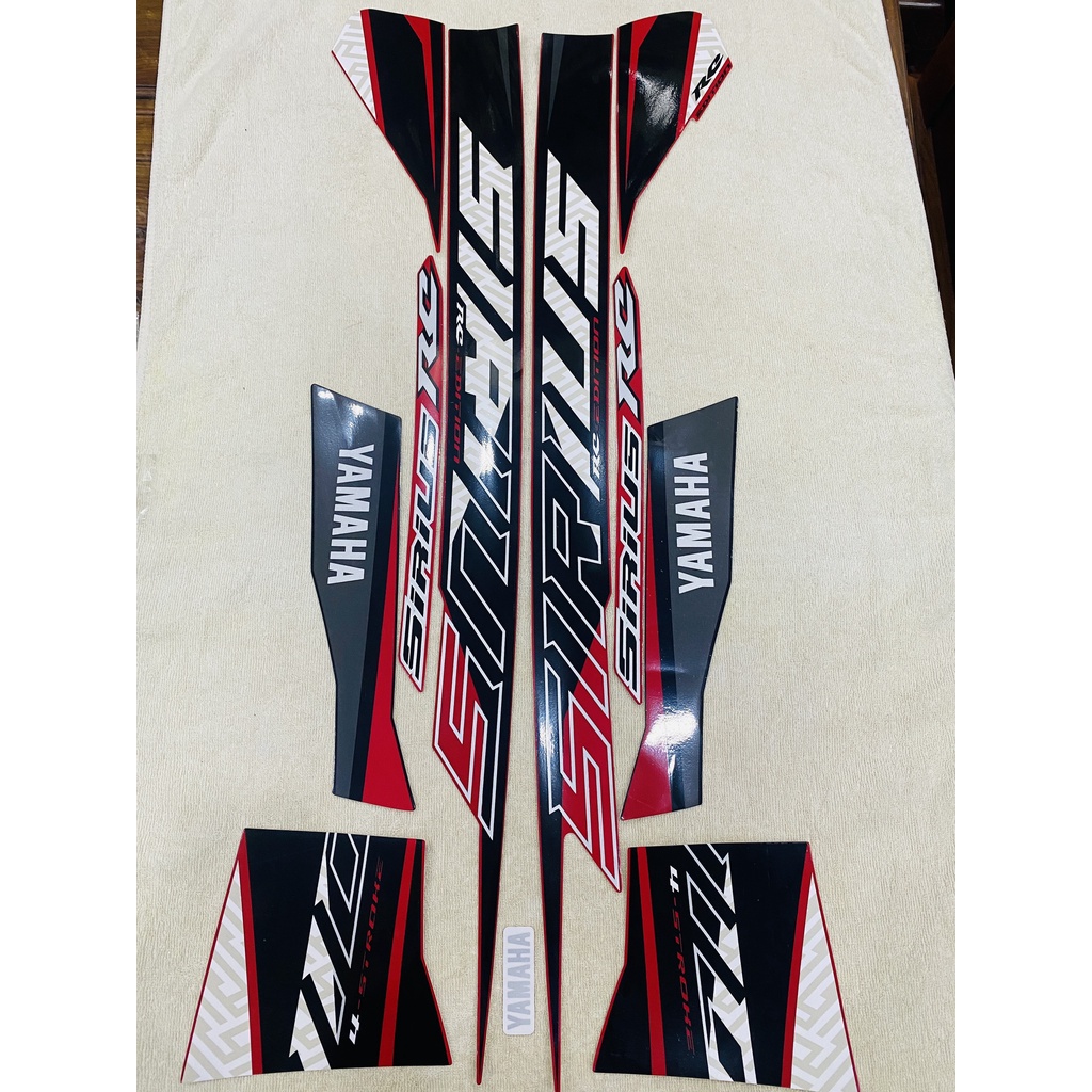 Nguyên bộ tem rời 3 lớp zin thái dán xe máy Yamaha Sirius đời 2020 2021 màu đỏ siêu sắc nét