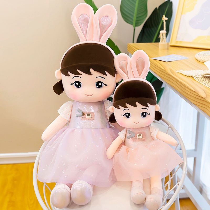 Gấu Bông Búp Bê Tai Thỏ I Love You - Búp Bê Bông Cao Cấp