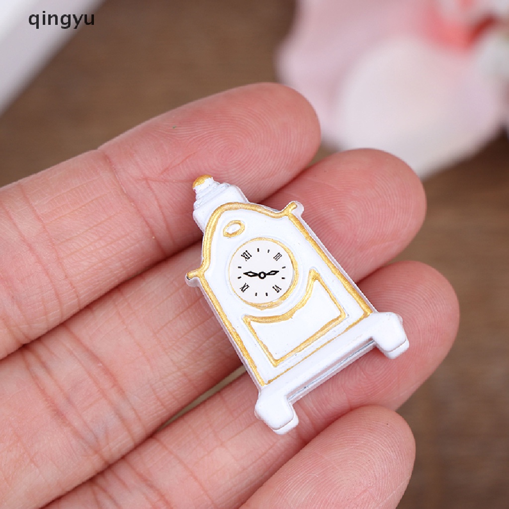 1 Mô Hình Đồng Hồ Để Bàn Màu Trắng Phong Cách Retro Cho Nhà Búp Bê Tỷ Lệ 1: 12