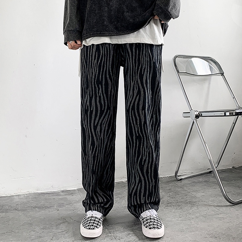Quần baggy ống rộng họa tiết ngựa vằn phong cách hip hop thời trang cho nam