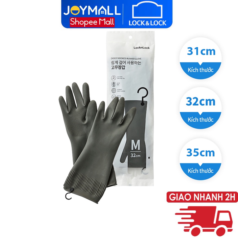 Găng Tay Rửa Chén Cao Su Tự Nhiên Lock&amp;Lock ETM803Y ETM804Y - Hàng Chính Hãng, Có Độ Bám Tốt - Joymall