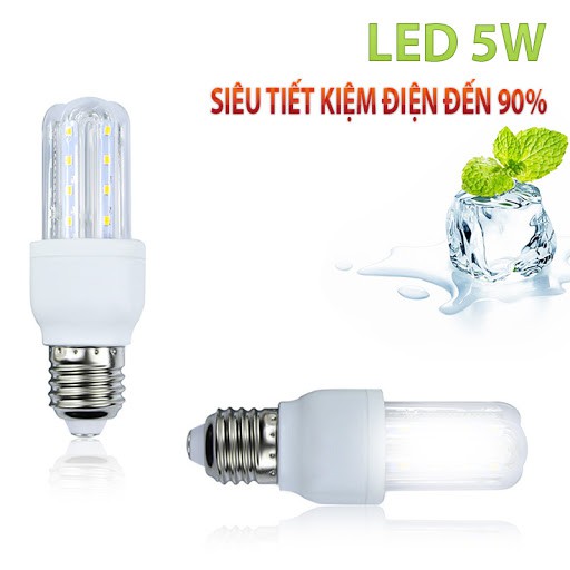 Bóng đèn LED 5W/220V hình chữ U siêu tiết kiệm điện ánh sáng trắng