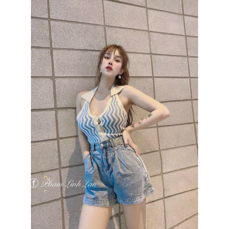 áo hở lưng croptop bẻ Quảng châu dáng mới nhiều màu