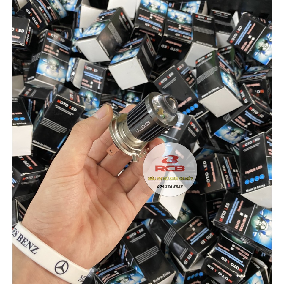 Bóng Đèn Pha Bi Cầu Mini Chân H4 Siêu Sáng , 2 Chế Độ Vàng Và Trắng, Lắp Wave, Sirius, Exciter, Lead, Sh