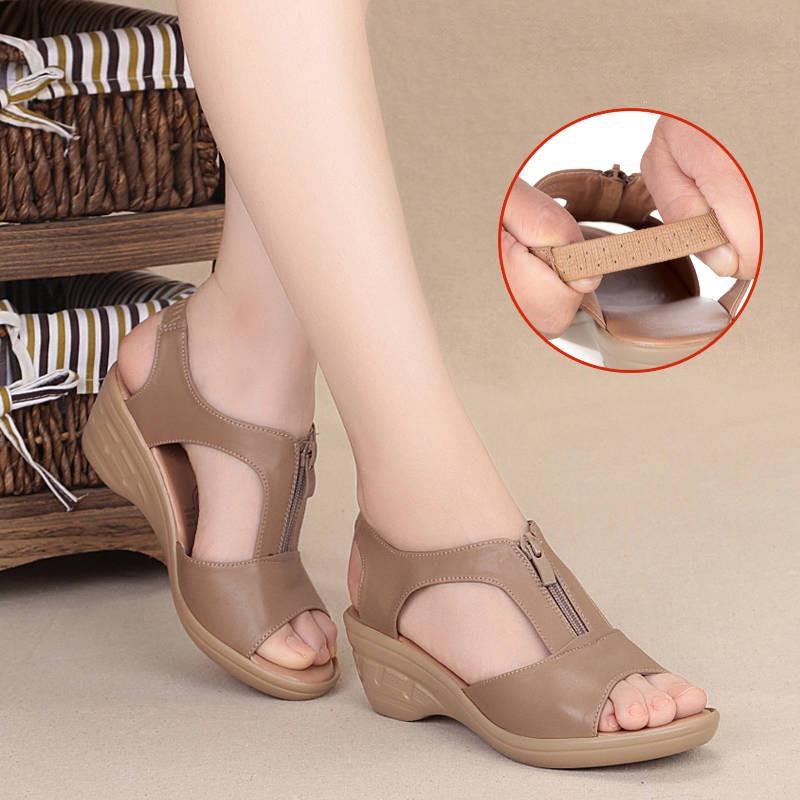 Dép sandal nữ da mềm êm chân đủ size 36-41 hàng có sẵn 2 màu đen/nâu