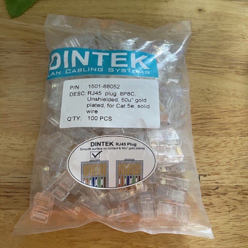 Đầu nối mạng RJ45 hiệu Dintek Cat5E