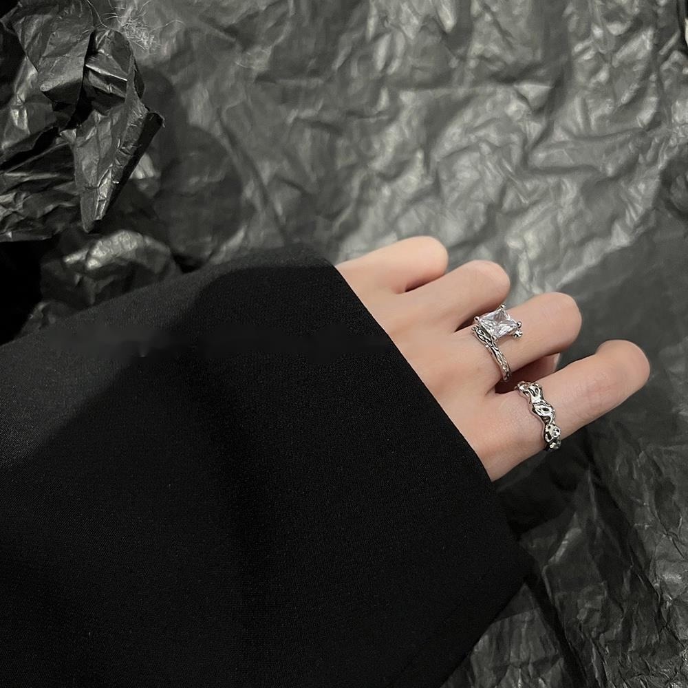 Nhẫn Hở Đính Đá Zircon Phong Cách Hip Hop Punk