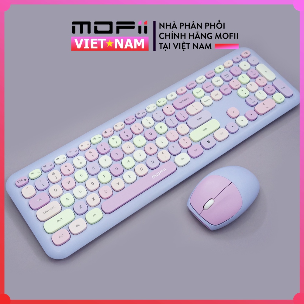 Combo Bàn Phím và Chuột không dây MOFII 666 Chính hãng Giả Cơ tương thích Win, MacOS, iPad, Điện thoại, Tivi