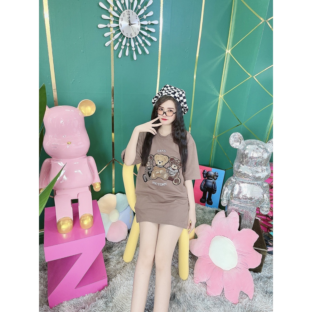 Áo Thun Hình Thêu Nổi Hình Gấu Victory Quảng Châu Cao Cấp - AT4