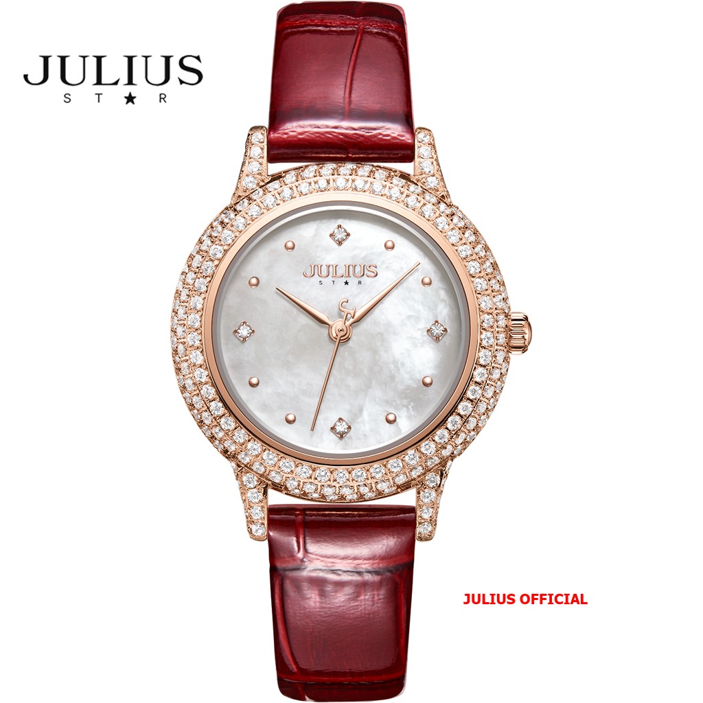 Đồng hồ nữ Julius Star JS-044 dây da kính sapphire | Julius Official