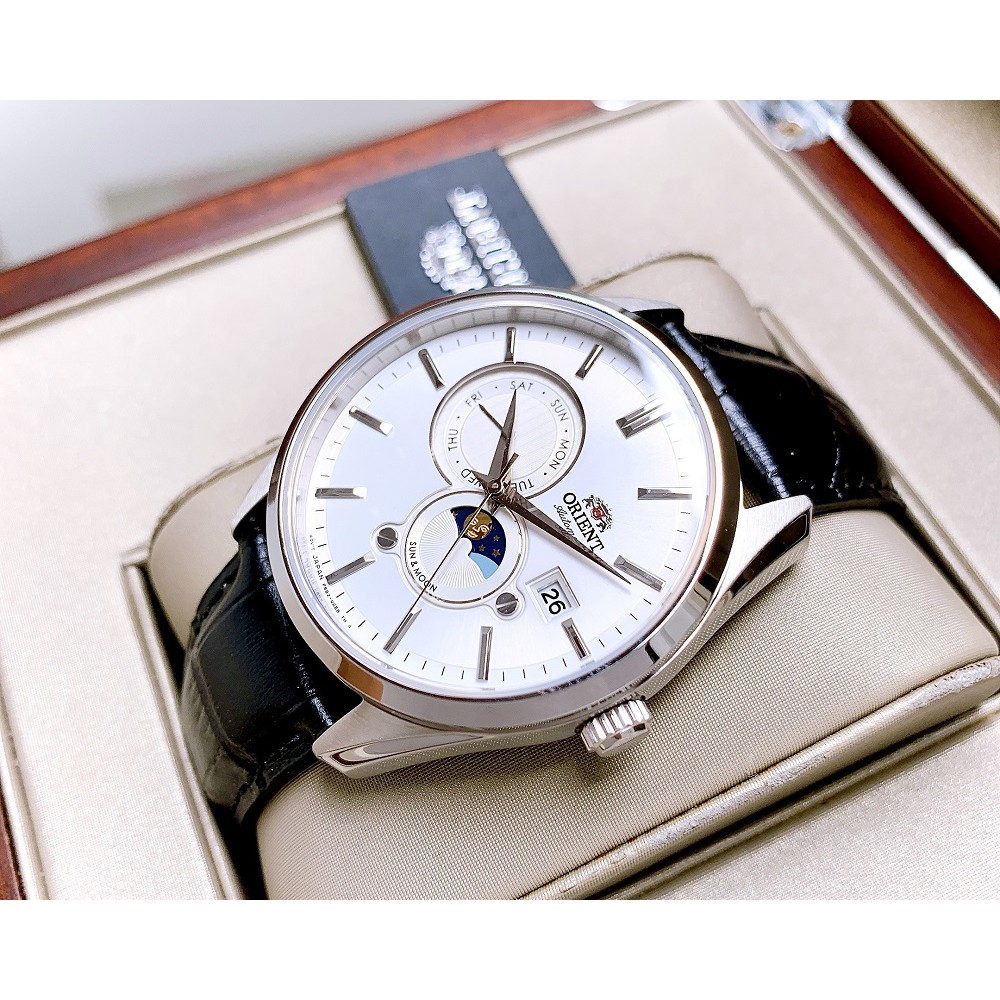 Đồng Hồ Nam Orient Sun And Moon Gen 5 Dây Da Đen RA-AK0305S10 Automatic 41.5mm Chính Hãng