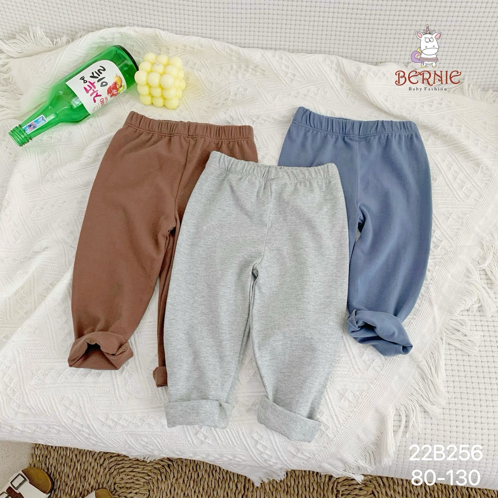 Bộ cotton unisex dài tay cho bé, bộ thun tay dài trơn thêu hoạ tiết cá màu Bernie