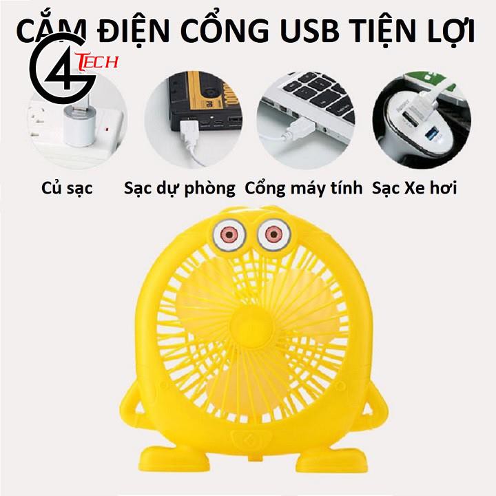 Quạt mini cắm cổng usb để bàn siêu mát hình minion đáng yêu