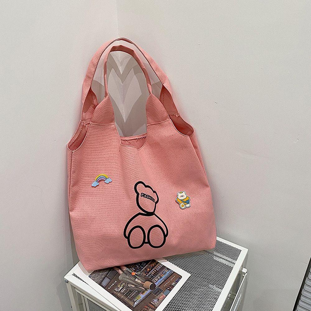 Túi Canvas Đeo Vai Sức Chứa Lớn Họa Tiết Hoạt Hình Cho Nữ