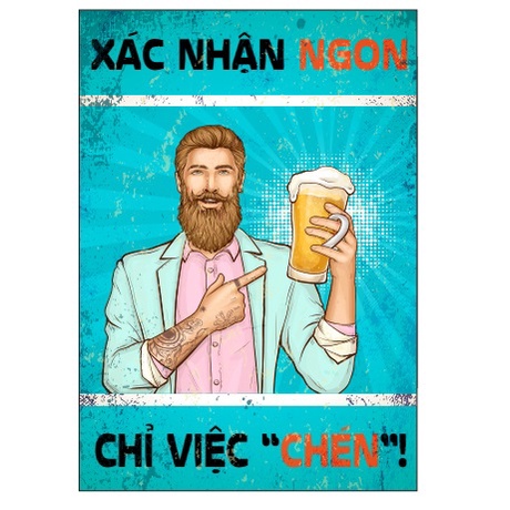 (20x30cm, HƠN 20 MẪU) Tranh thiếc trang trí tường chủ đề ăn nhậu, decor quán: beer club, pub, quán bar,... siêu độc đáo