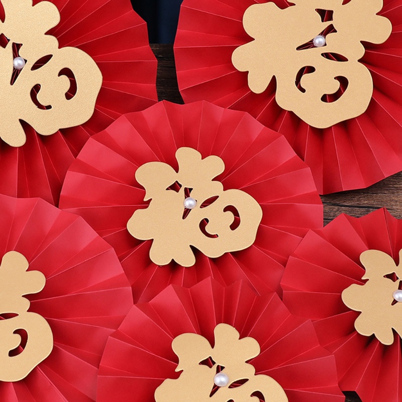 6 Miếng trang trí XIAODUOJIAJU dán tường cửa sổ hoặc đám cưới hình quạt hoa giấy