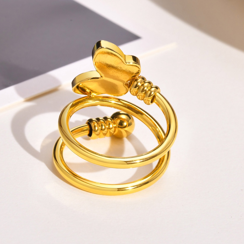 Vnox Nhẫn Hình Bướm Vỏ Sò Tông Vàng Sống Động Cho Nữ