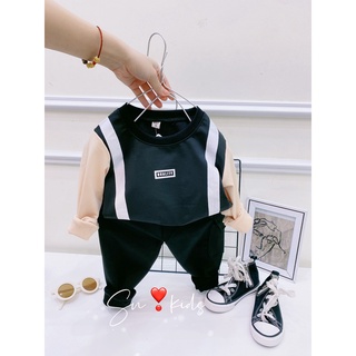 Bộ da cá phối tay giản đơn bé trai