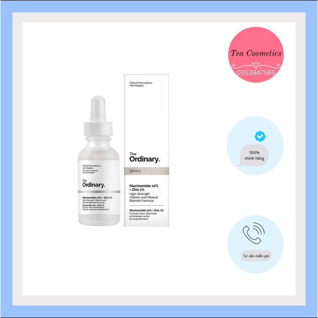 Serum The O.r.di.na.ry Niacinamide 10%+Zinc 1% giảm mụn,se khít lỗ chân lông, trắng sáng da