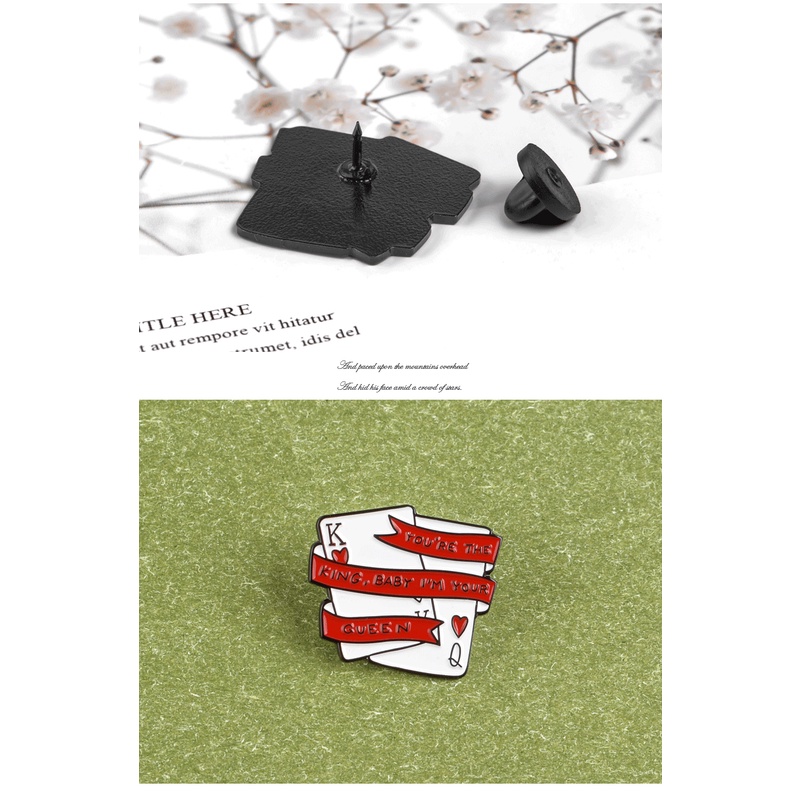 Ghim Cài Áo Hình Lá Bài Poker / King Queen Tráng Men Sáng Tạo Cho Cặp Đôi