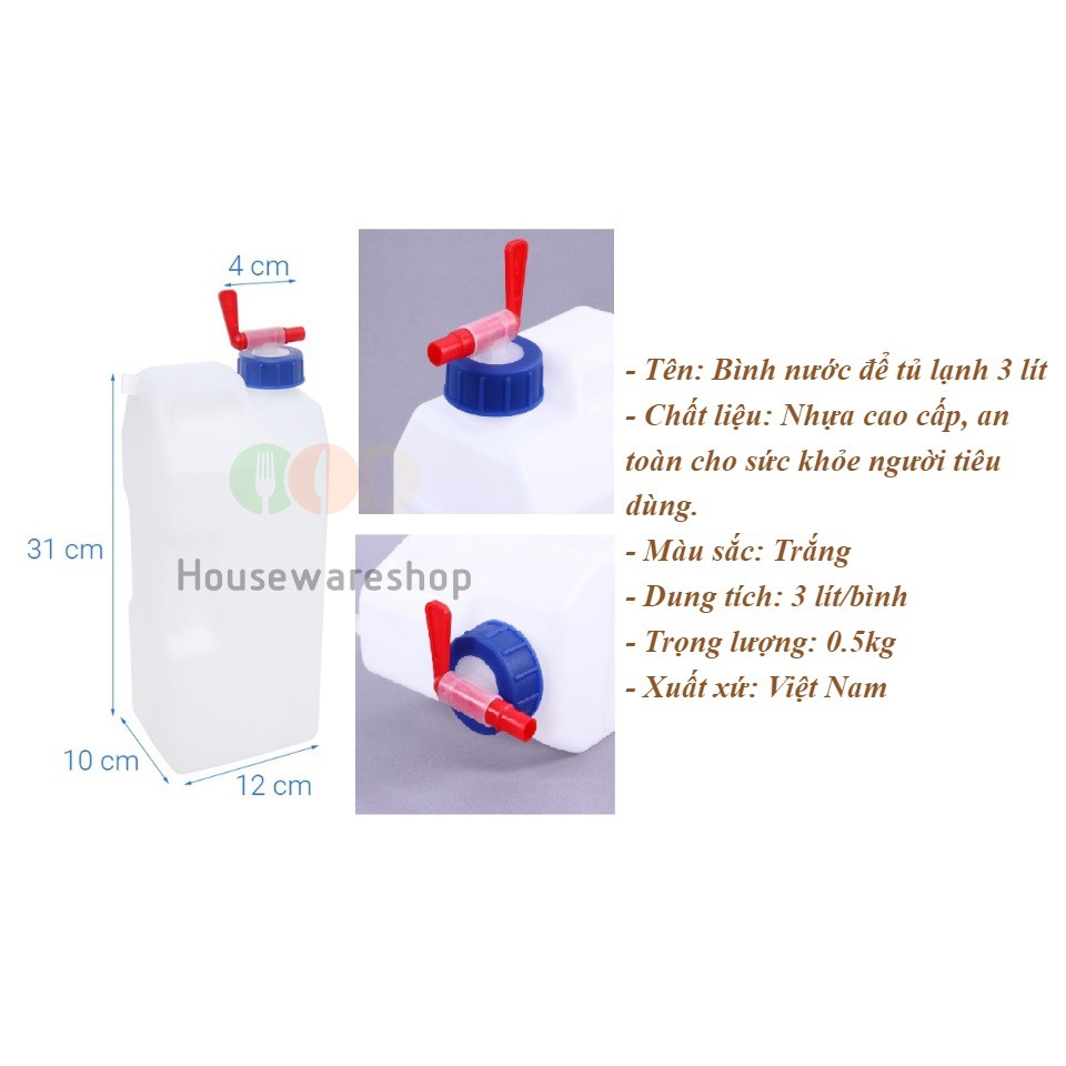 Bình đựng nước tủ lạnh-dung tích 3 lít có van tiện dụng Tashuan-3171B