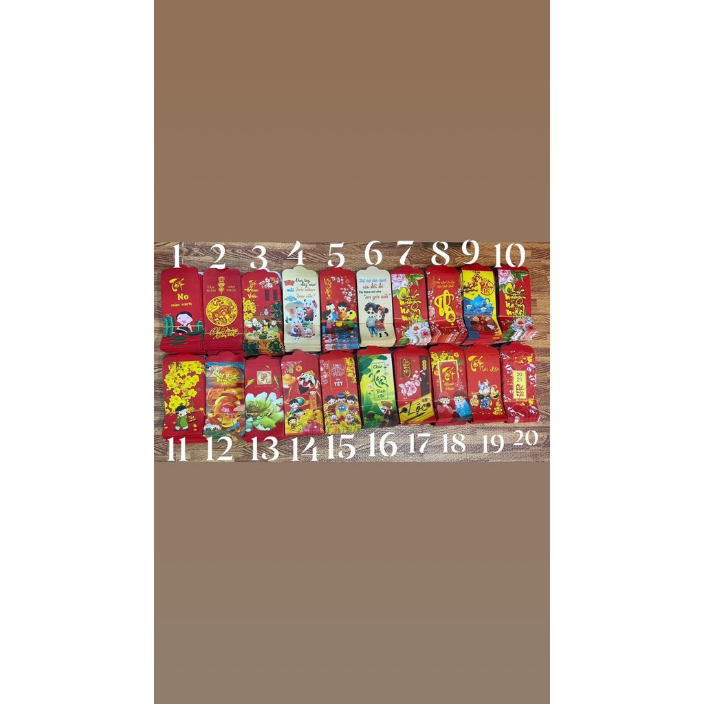 Sỉ 100 bao lì xì mẫu mới 2021 (hỗ trợ nilon đựng) mix màu ngẫu nhiên