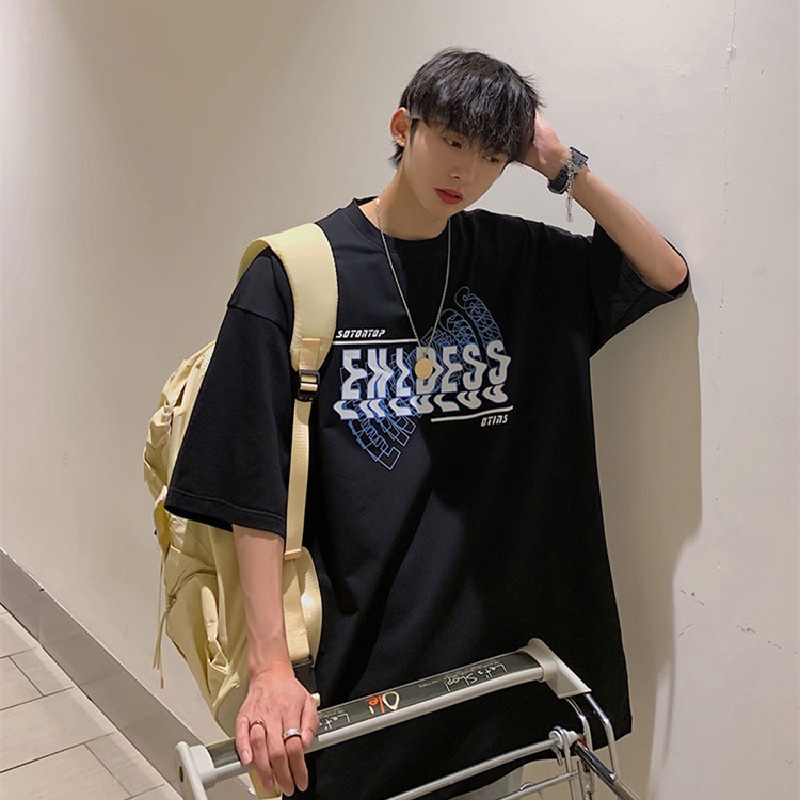 Áo Thun Dáng Rộng In Chữ Phong Cách Hip Hop Đường Phố Hàn Quốc Thời Trang Mùa Hè Cho Nam