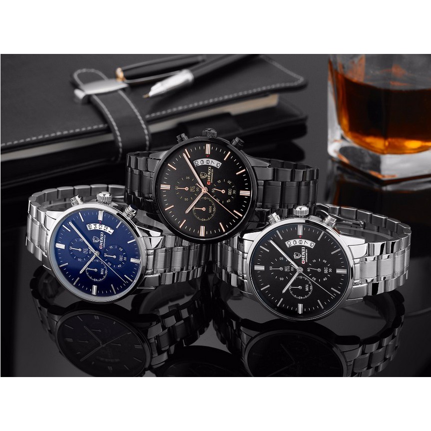 Đồng hồ nam 6 kim dây thép đặc không gỉ fullbox hãng