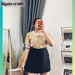 ÁO SƠ MI TAY NGẮN NỮ BIGSIZE DỄ THƯƠNG,ÁO SƠ MI KIỂU CỔ VIỀN CHẤT KATE XỐP MÃ AK3
