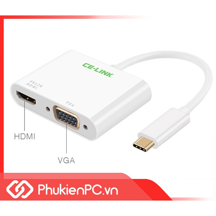 Cáp chuyển đổi USB-C (thunderbolt 3) ra HDMI, VGA CE-Link chính hãng