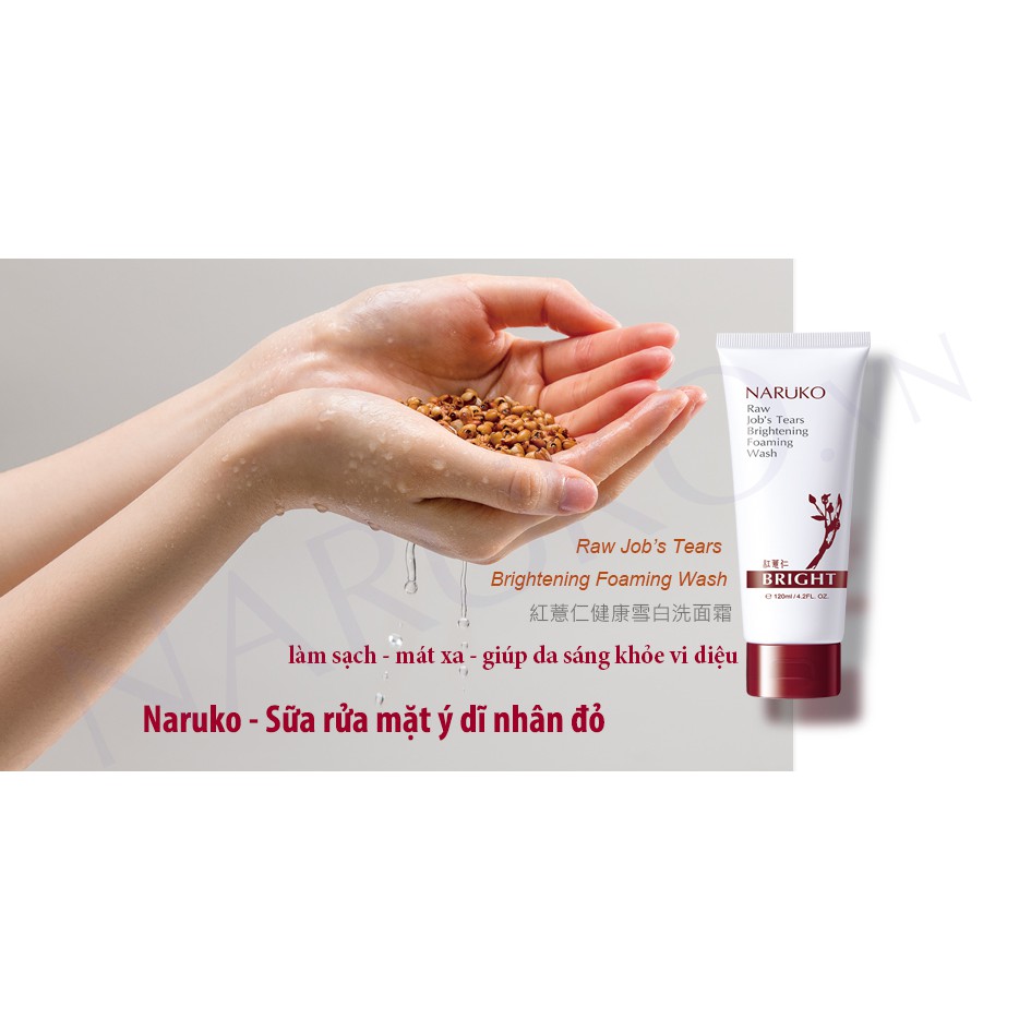 MỚI Sữa Rửa Mặt Ý Dĩ Đỏ Sáng Da Raw Job’s Tears Brightening Foaming Wash 120ml