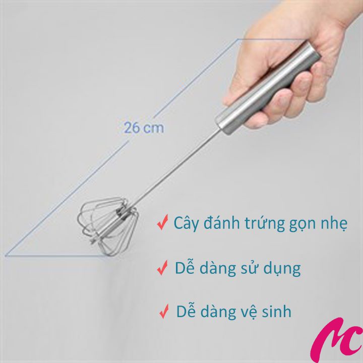 Cây Đánh Trứng Inox Cầm Tay Có Trục Xoay Tự Động_MC324