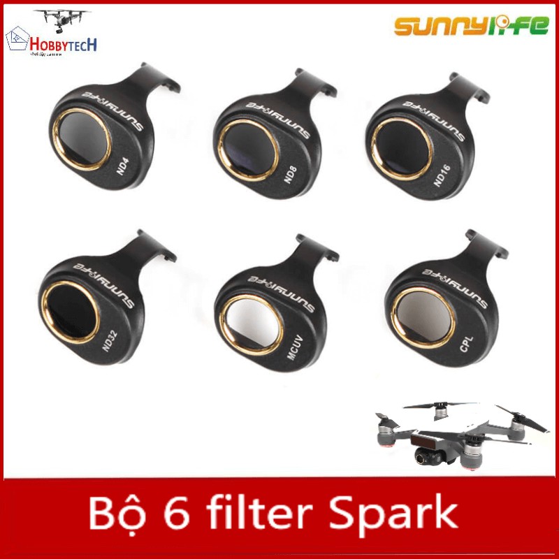 Combo 6 Filter Spark - phụ kiện flycam DJI Spark - chính hãng Sunnylife - bộ combo 4ND+CPL+MCUV chuyên nghiệp.